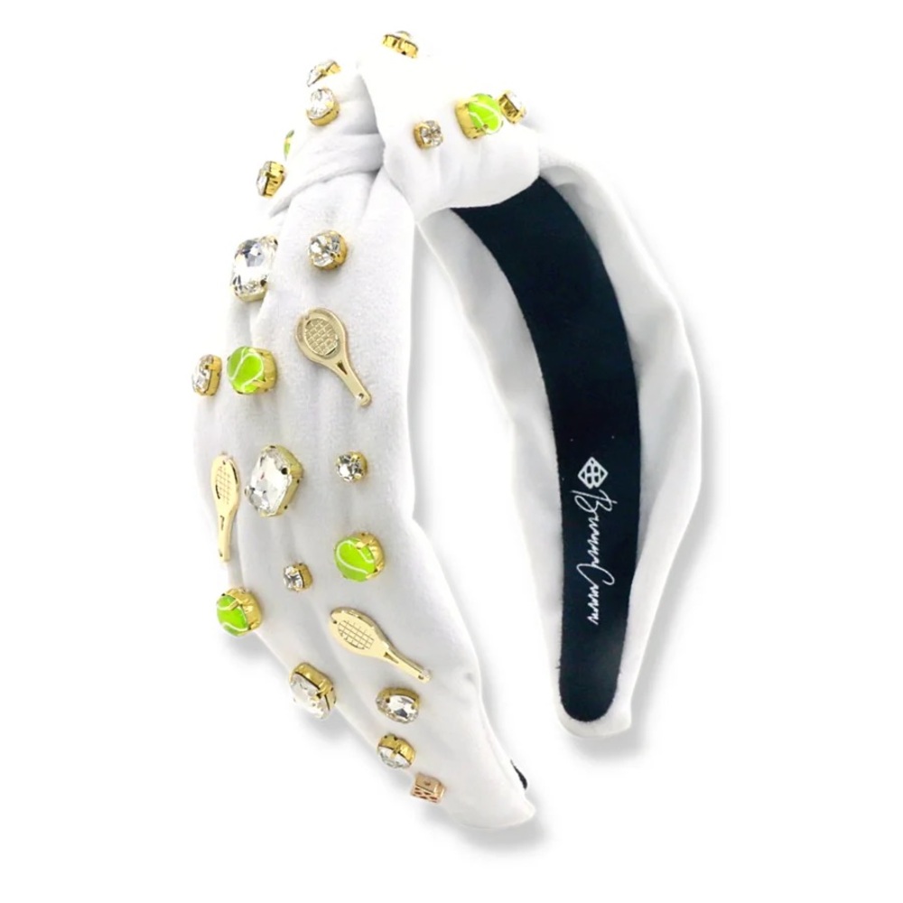 Brianna Joy White Knotted Tennis Charm Headband